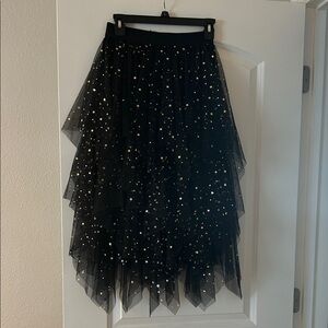 Star and Moon Black and Gold Skirt